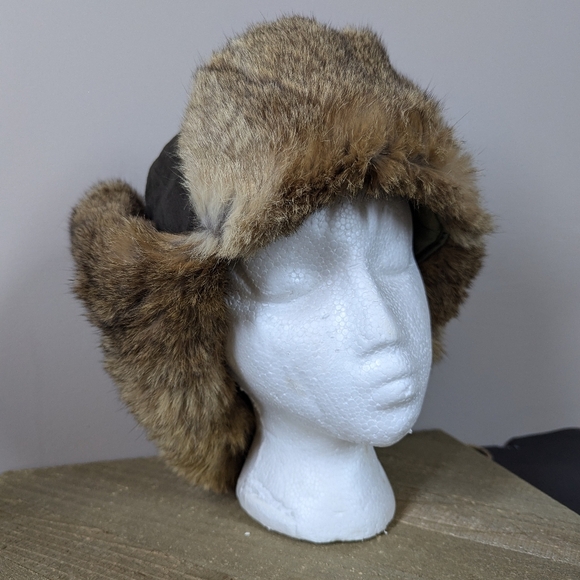 WindRiver Real Fur Trapper Hat Size XL Brown Winter Aviator Cap with Ear Flap - Picture 9 of 10